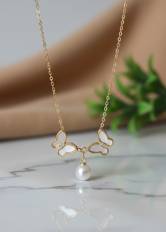 Butterfly Pearl Necklace