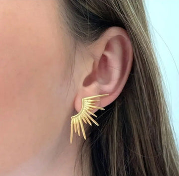Gold Sunburst Ear Jacket Earrings